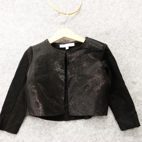 LOREDANA Other - Italian Bolero Jacket Girls 4 Black Shimmer Open Front Holiday Party LOREDANA